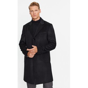 Czarny płaszcz męski Hugo Boss z wełny