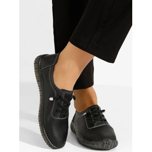 Czarne półbuty Zapatos w stylu casual z płaską podeszwą