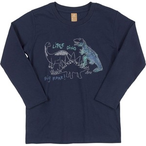 Granatowa koszulka dziecięca Up Baby z długim rękawem dla chłopców z bawełny