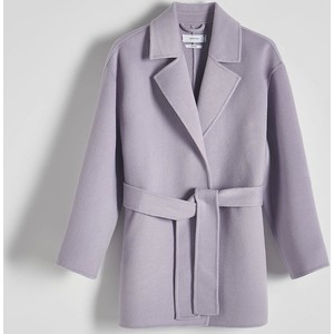 Fioletowy płaszcz Reserved bez kaptura krótki z tkaniny