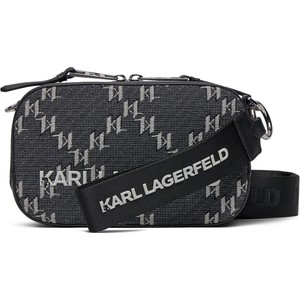 Czarna torebka Karl Lagerfeld w młodzieżowym stylu na ramię z nadrukiem