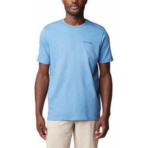 Niebieski t-shirt Columbia z krótkim rękawem w sportowym stylu