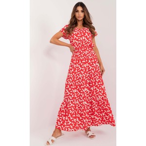 Czerwona sukienka SUBLEVEL maxi z krótkim rękawem w stylu boho