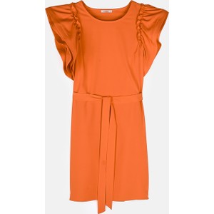 Pomarańczowa sukienka Gate mini z krótkim rękawem z okrągłym dekoltem