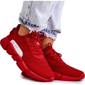 Czerwone buty sportowe Big Star w sportowym stylu z płaską podeszwą sznurowane