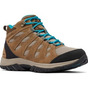 Brązowe buty trekkingowe Columbia sznurowane z zamszu z płaską podeszwą