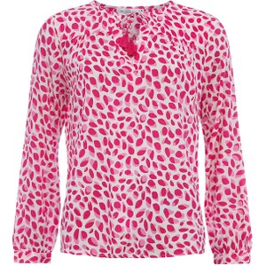 Różowa bluzka Zwillingsherz z dekoltem w kształcie litery v z długim rękawem w stylu casual