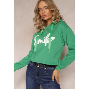 Zielona bluza Renee w młodzieżowym stylu krótka z polaru
