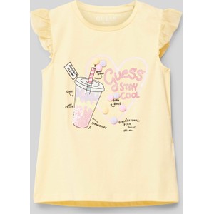 Żółta bluzka dziecięca Guess dla dziewczynek z bawełny