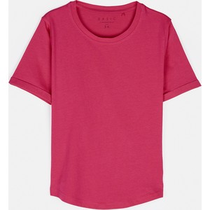 Różowy t-shirt Gate z bawełny z krótkim rękawem