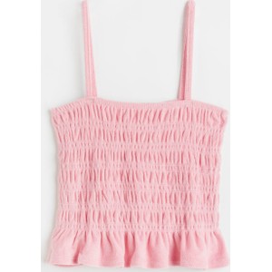 Różowa bluzka H & M z okrągłym dekoltem na ramiączkach w stylu casual