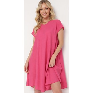 Różowa sukienka born2be mini oversize w stylu klasycznym