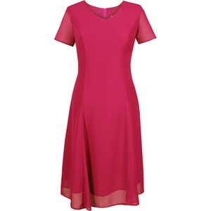 Różowa sukienka Fokus mini w stylu casual z okrągłym dekoltem