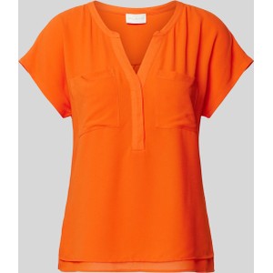 Pomarańczowa bluzka Peek&Cloppenburg z krótkim rękawem w stylu casual