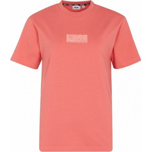 Różowy t-shirt Fila z okrągłym dekoltem w sportowym stylu z dżerseju