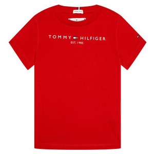 Czerwona koszulka dziecięca Tommy Hilfiger z krótkim rękawem dla chłopców