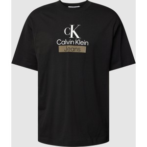 Czarny t-shirt Calvin Klein z nadrukiem z bawełny