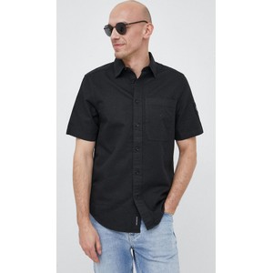 Czarna koszula Calvin Klein z klasycznym kołnierzykiem z krótkim rękawem