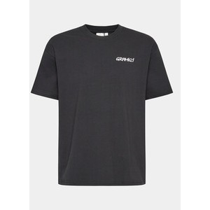 Czarny t-shirt Gramicci z krótkim rękawem z nadrukiem w młodzieżowym stylu