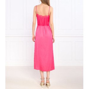 Różowa sukienka Twinset midi na ramiączkach w stylu casual