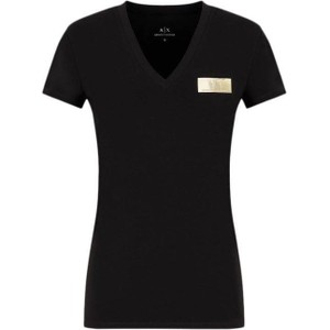 Czarny t-shirt Armani Exchange w stylu casual z krótkim rękawem z bawełny