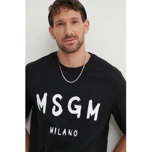 Czarny t-shirt MSGM z nadrukiem w młodzieżowym stylu z bawełny