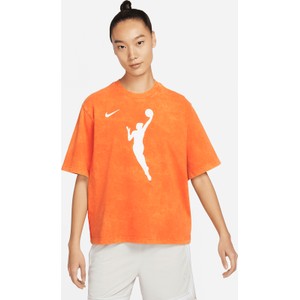 Pomarańczowy t-shirt Nike z bawełny w sportowym stylu z okrągłym dekoltem