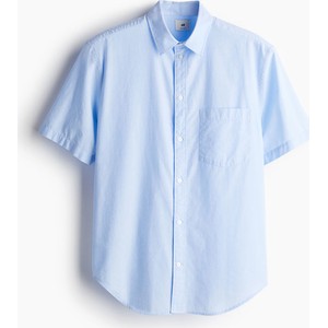 Niebieska koszula H & M w stylu casual z krótkim rękawem z tkaniny