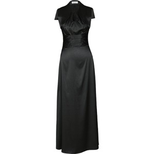 Czarna sukienka Fokus maxi z krótkim rękawem