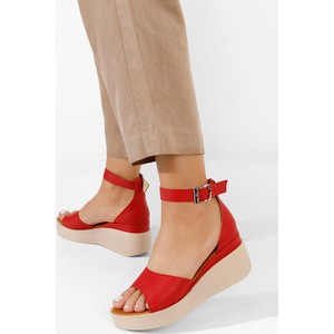 Czerwone sandały Zapatos ze skóry