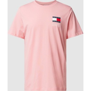 Różowy t-shirt Tommy Jeans w stylu casual z bawełny