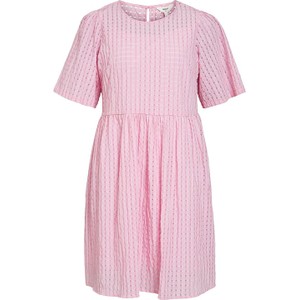 Różowa sukienka Object mini z krótkim rękawem w stylu casual