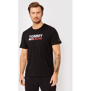 Czarny t-shirt Tommy Jeans w młodzieżowym stylu z krótkim rękawem