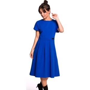 Niebieska sukienka Be midi z okrągłym dekoltem z dresówki