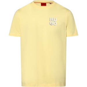 Żółty t-shirt Hugo Boss z krótkim rękawem z bawełny w stylu casual