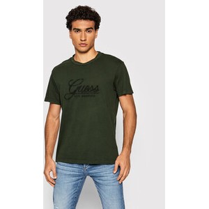 Zielony t-shirt Guess w młodzieżowym stylu
