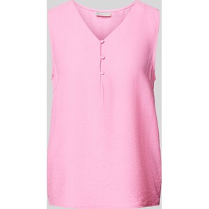 Różowa bluzka Peek&Cloppenburg bez rękawów z dekoltem w kształcie litery v w stylu casual
