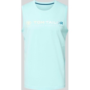 Niebieska koszulka Tom Tailor w młodzieżowym stylu z krótkim rękawem z bawełny