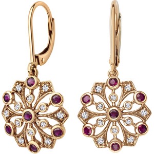 Wiktoriańska - Biżuteria Yes Kolczyki złote z rubinami i szafirami - Kolekcja Wiktoriańska