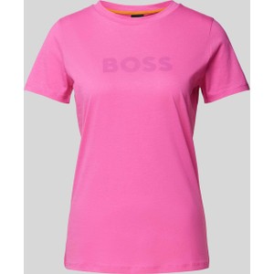 Różowa bluzka Hugo Boss w młodzieżowym stylu z krótkim rękawem