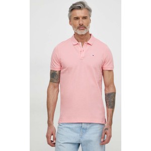 Różowa koszulka polo Tommy Jeans w stylu casual z krótkim rękawem