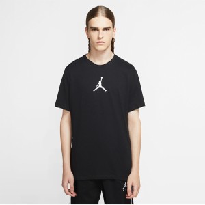 Czarny t-shirt Jordan z bawełny z krótkim rękawem w sportowym stylu