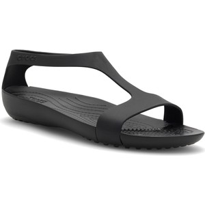 Czarne sandały Crocs w stylu casual z płaską podeszwą