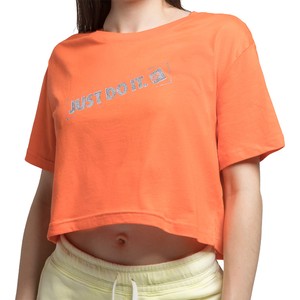 Pomarańczowy t-shirt Nike z bawełny w sportowym stylu z krótkim rękawem
