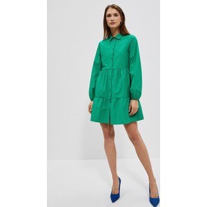 Zielona sukienka Moodo.pl koszulowa z długim rękawem mini