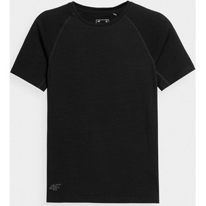 Czarny t-shirt 4F z wełny z krótkim rękawem