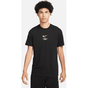 Czarny t-shirt Nike w sportowym stylu z nadrukiem z bawełny