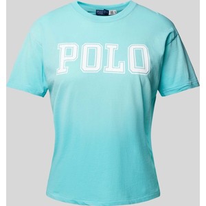 Niebieski t-shirt POLO RALPH LAUREN z okrągłym dekoltem w młodzieżowym stylu z bawełny