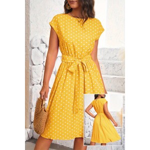 Żółta sukienka IVET mini z okrągłym dekoltem