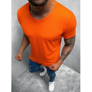 Pomarańczowy t-shirt Ozonee z krótkim rękawem w stylu casual